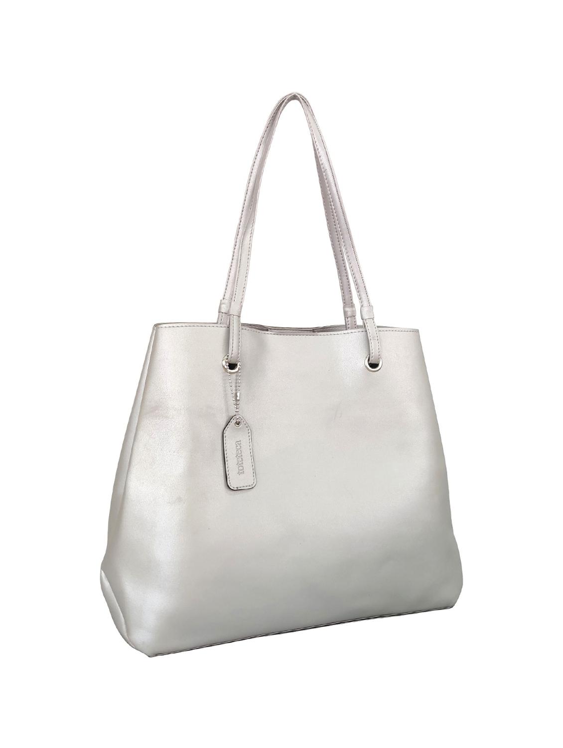 silver leatherette (pu) handbag - 16370261 - Standard Image - 3