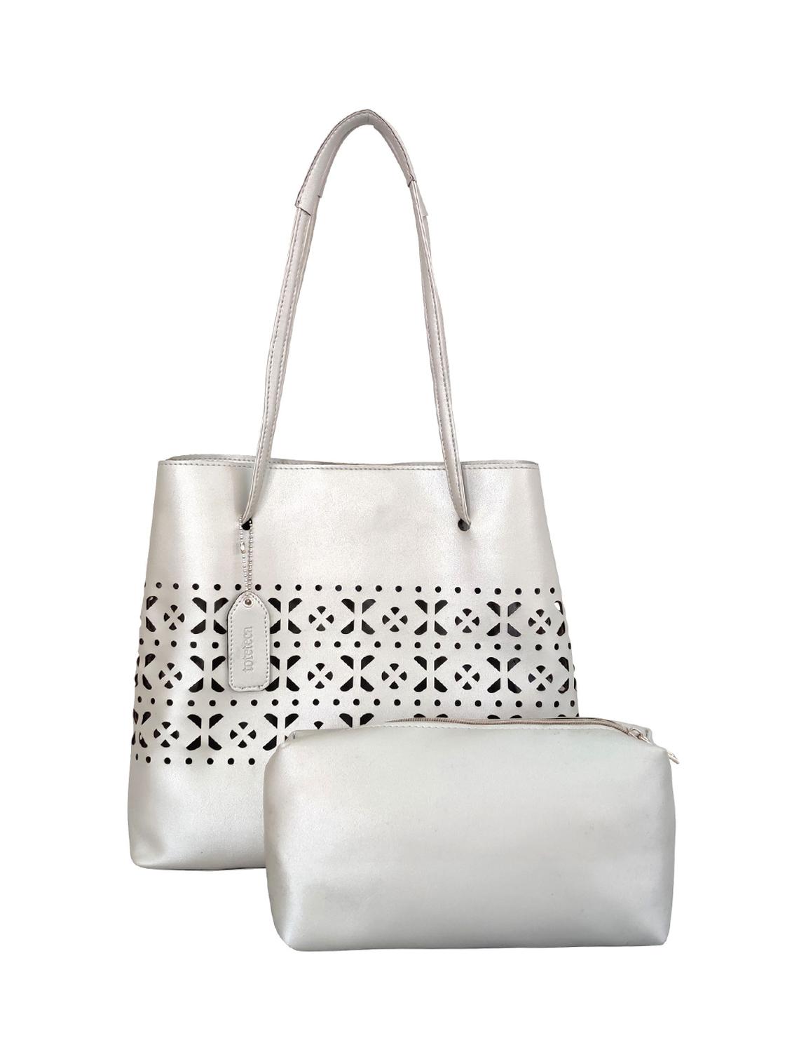 silver leatherette (pu) regular handbag combo - 16370267 - Zoom Image - 0