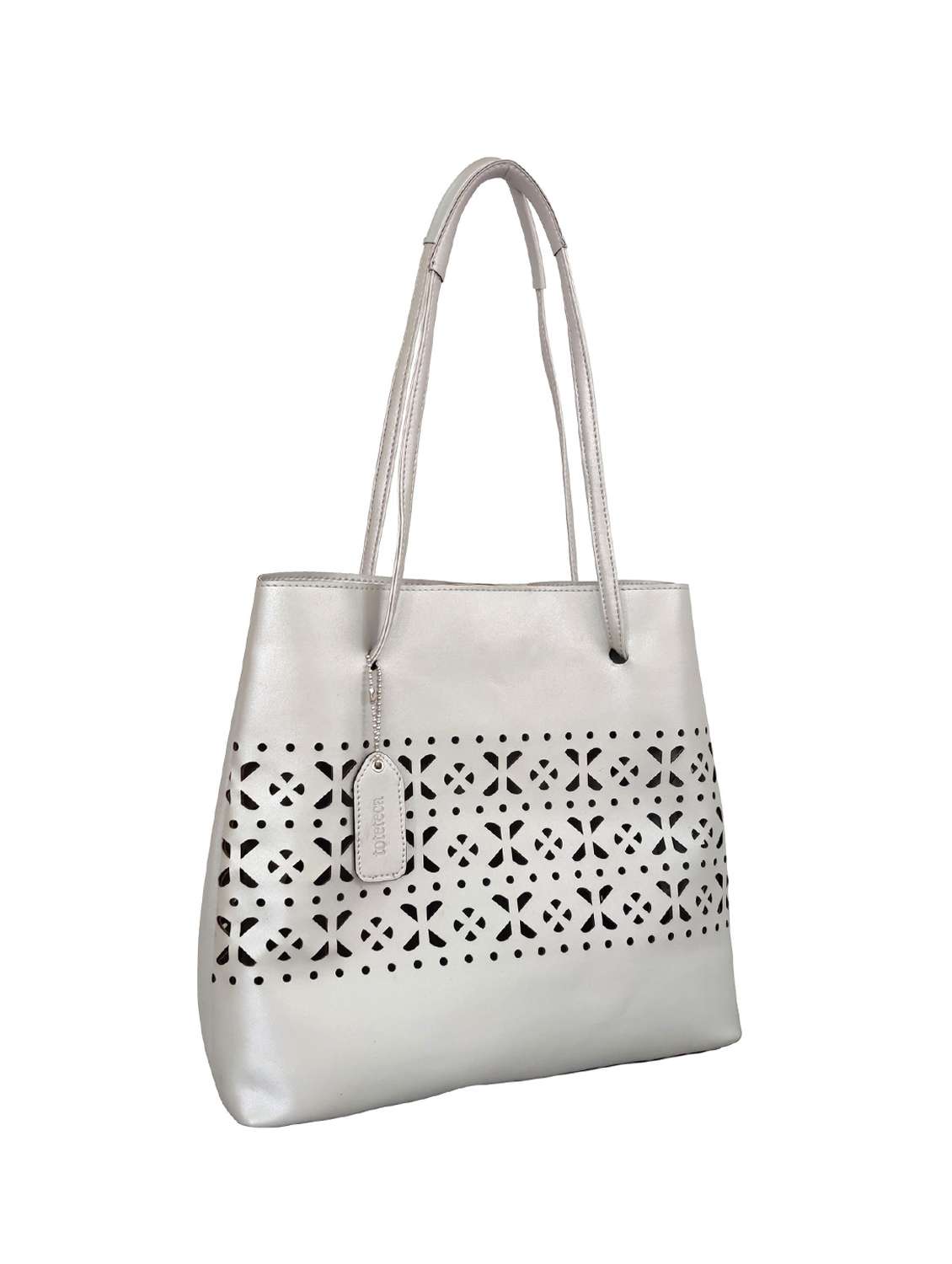 silver leatherette (pu) regular handbag combo - 16370267 - Standard Image - 3