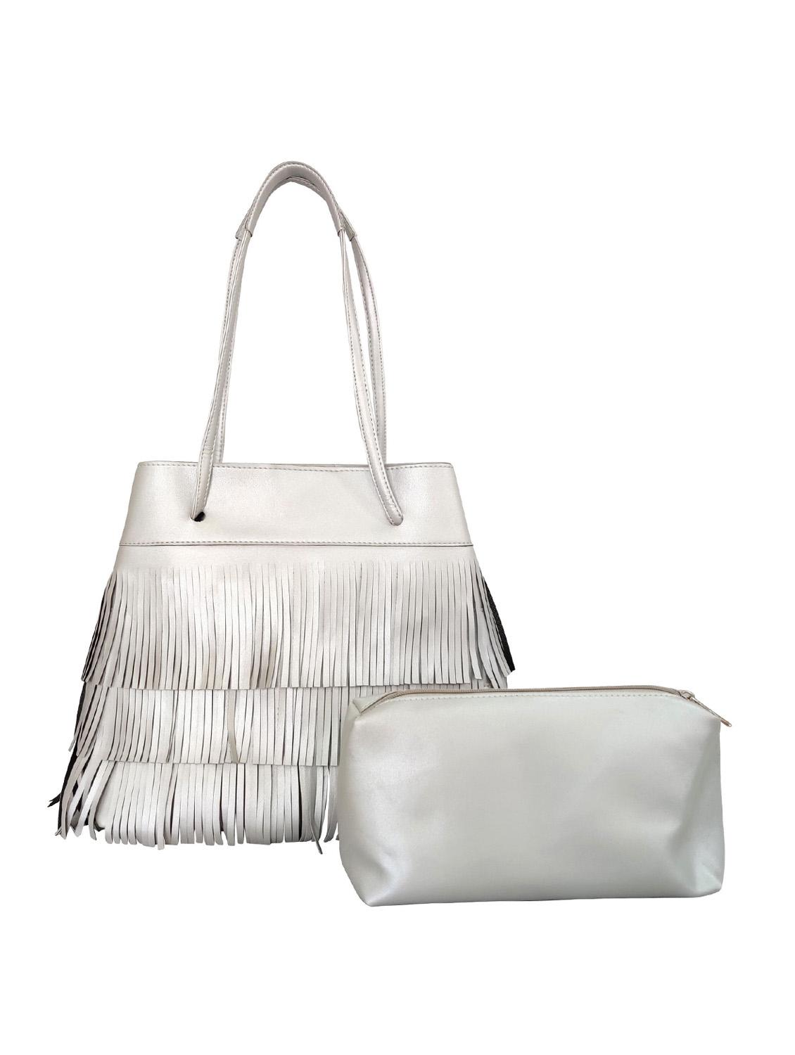 silver leatherette (pu) regular handbag combo - 16370271 -  Zoom Image - 0