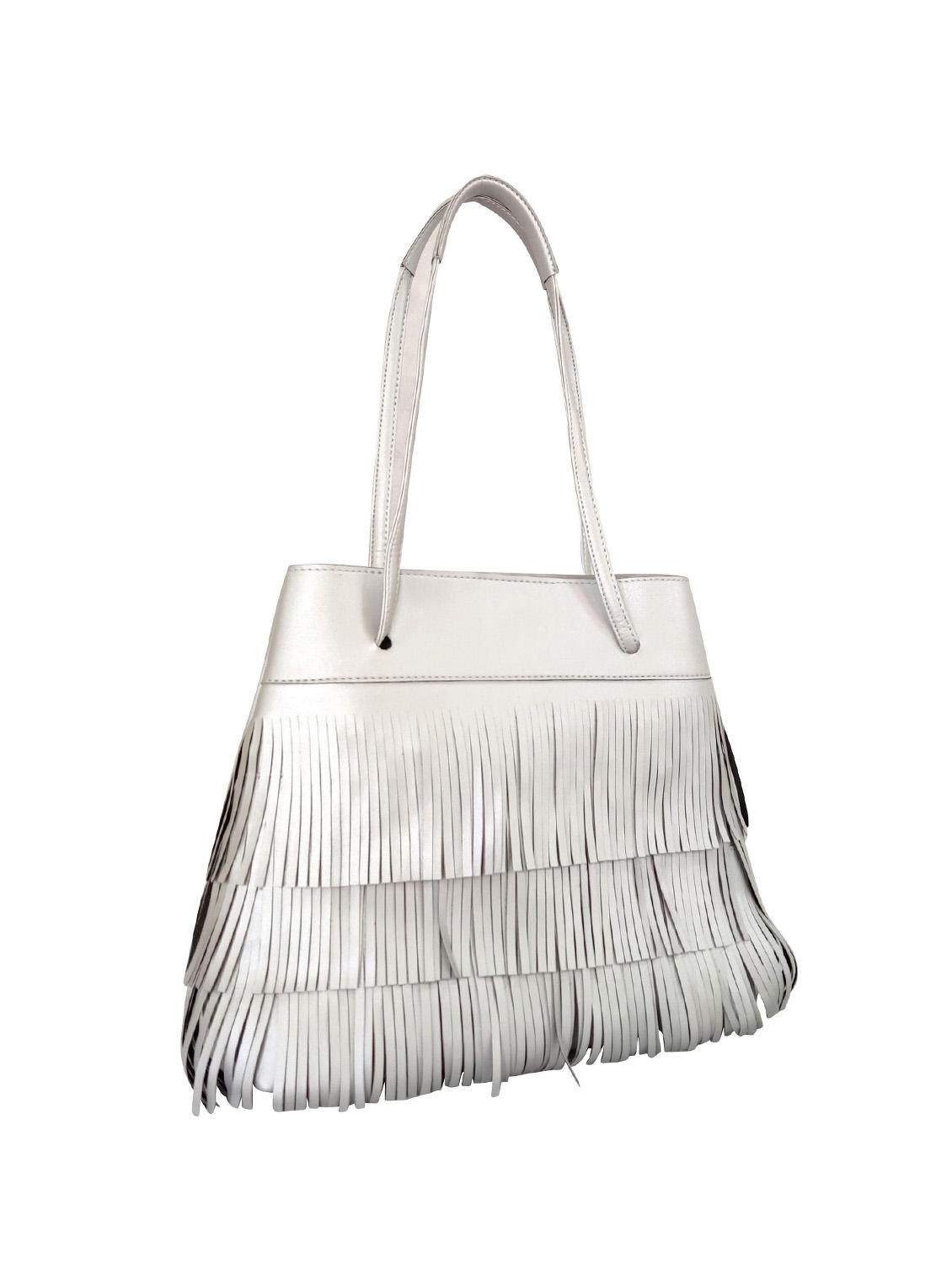 silver leatherette (pu) regular handbag combo - 16370271 - Standard Image - 3