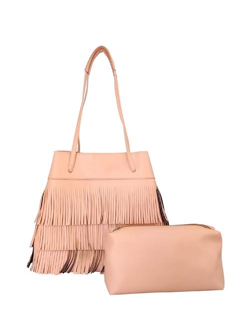 pink leatherette (pu) regular handbag combo - 16370272 -  Standard Image - 0