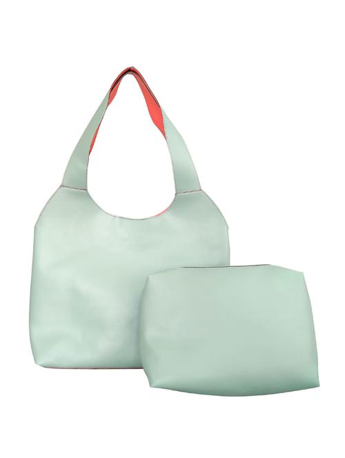 green leatherette (pu) regular handbag combo - 16370277 - Standard Image - 0