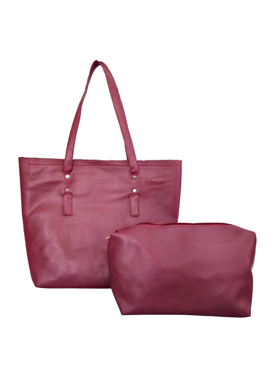 maroon leatherette (pu) regular handbag combo - 16370280 - Zoom Image - 0