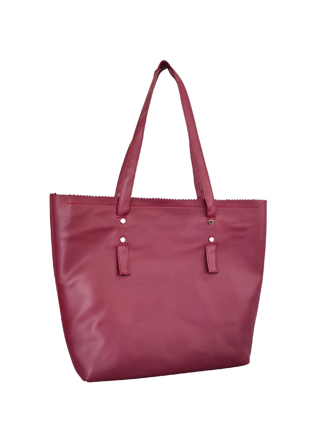 maroon leatherette (pu) regular handbag combo - 16370280 - Standard Image - 3