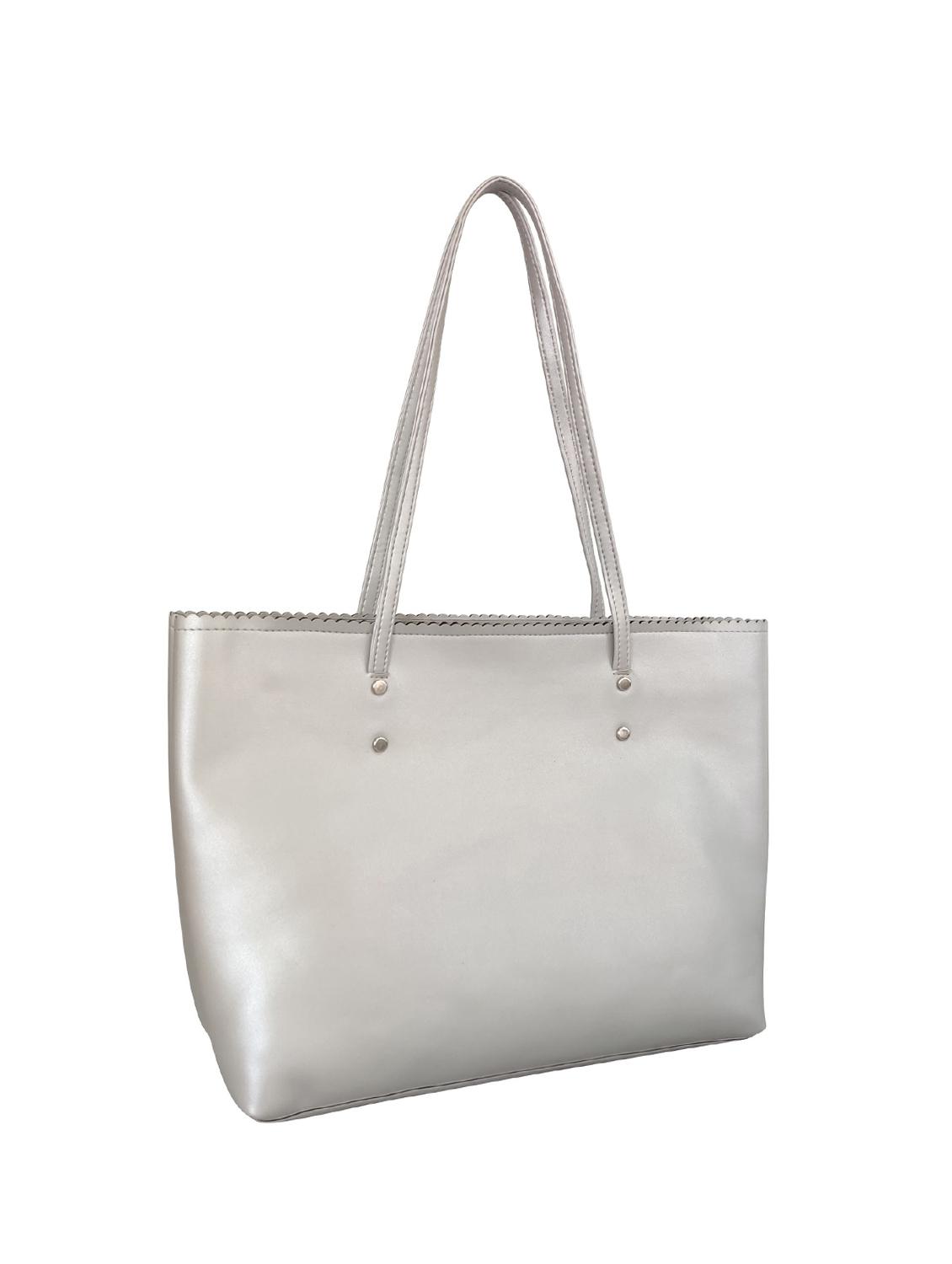 silver leatherette (pu) regular handbag combo - 16370285 - Standard Image - 3