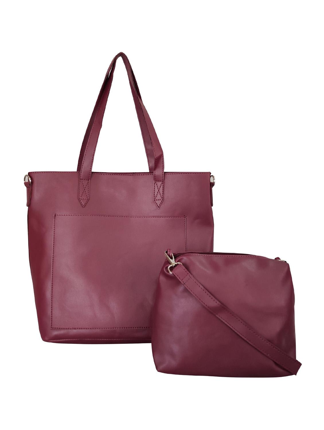 maroon leatherette (pu) regular handbag combo - 16370291 - Zoom Image - 0