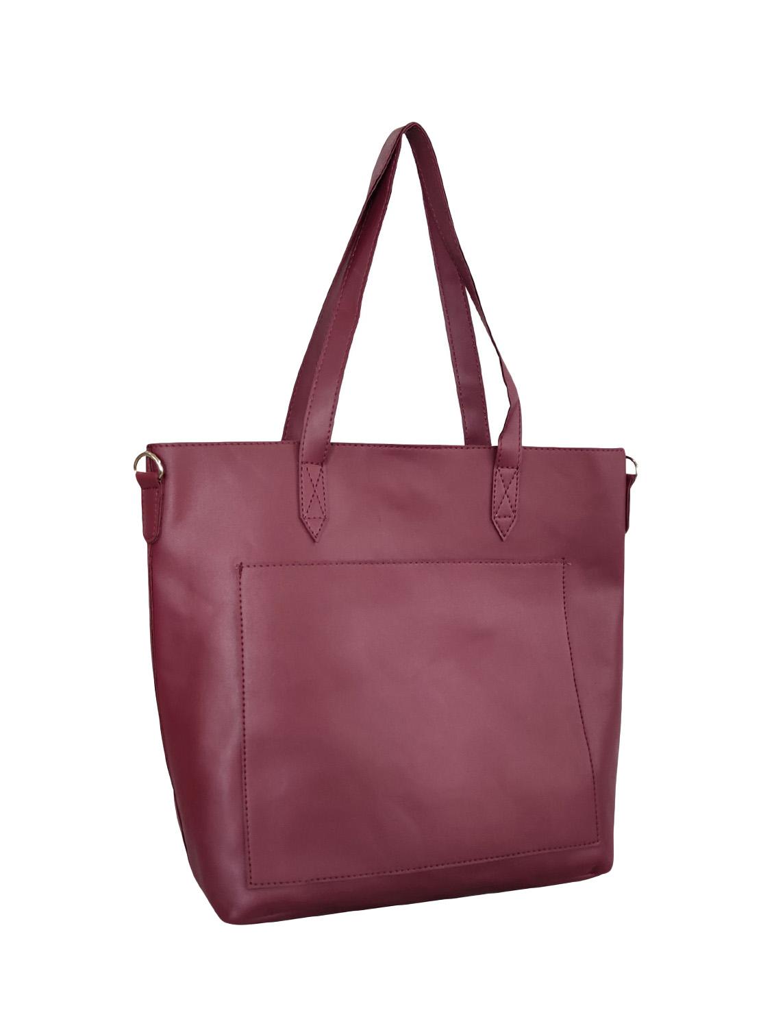 maroon leatherette (pu) regular handbag combo - 16370291 - Standard Image - 3