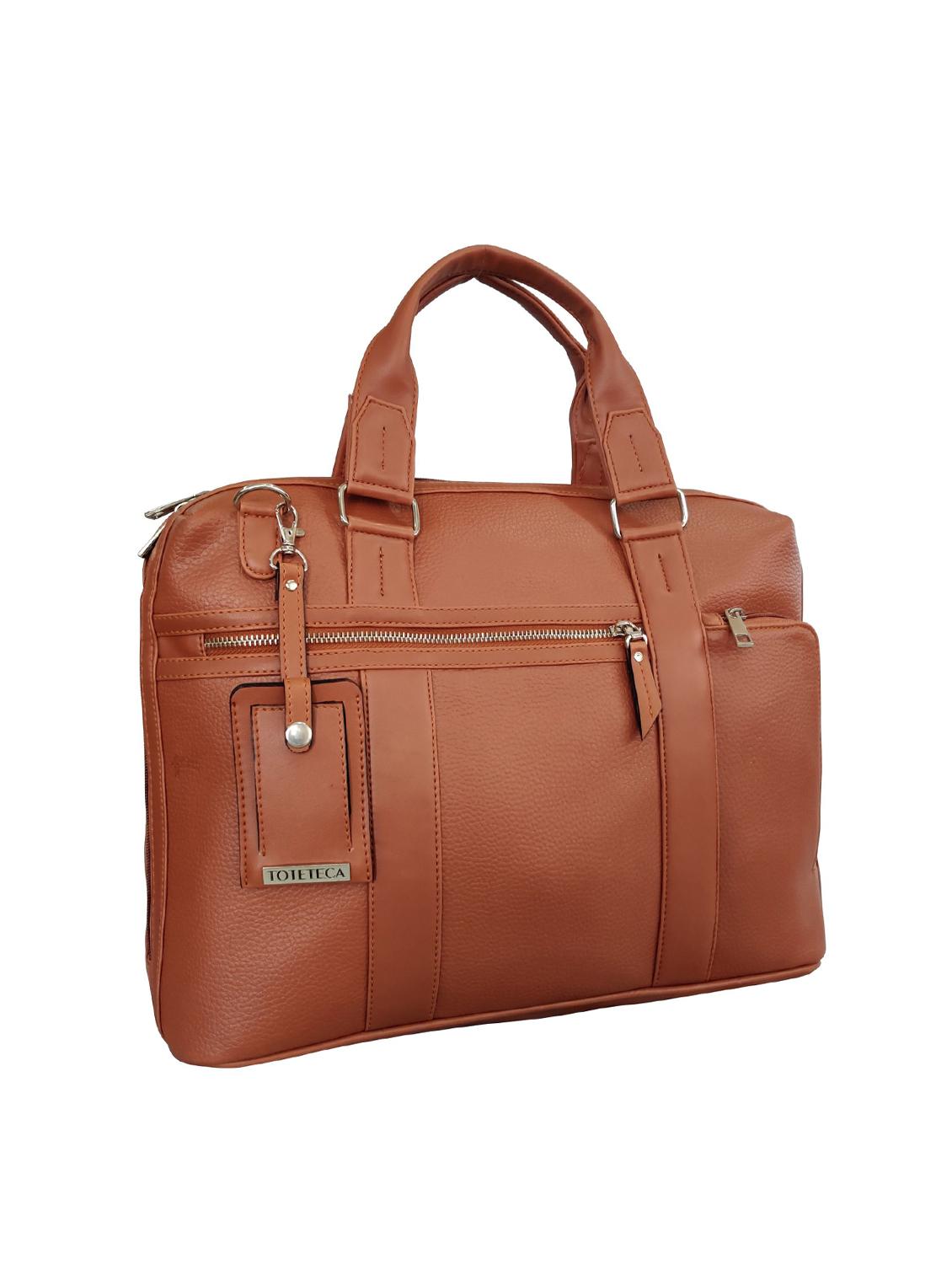 tan leatherette (pu) laptop bag - 16370309 - Standard Image - 3