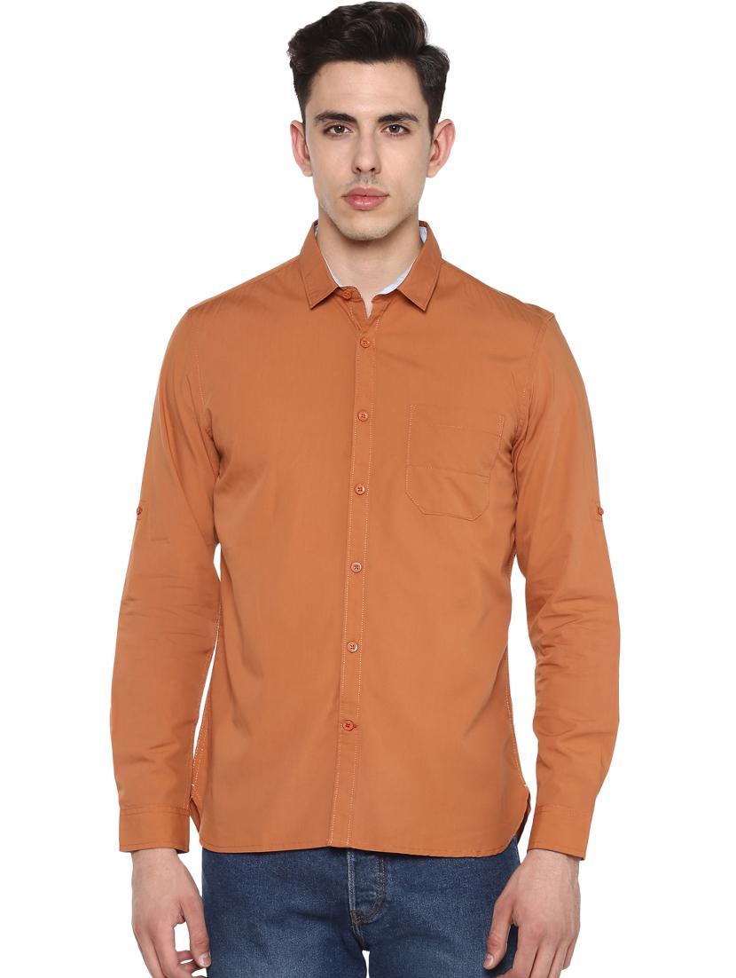 orange solid casual shirt - 16373072 - Zoom Image - 0