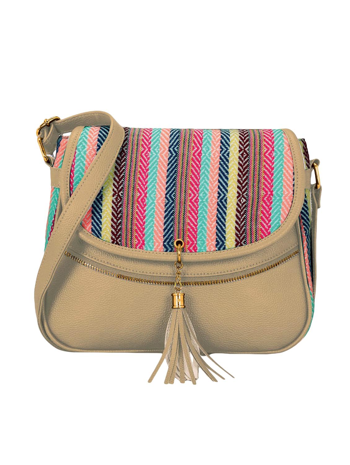 beige leatherette (pu) sling bag - 16374531 - Zoom Image - 0
