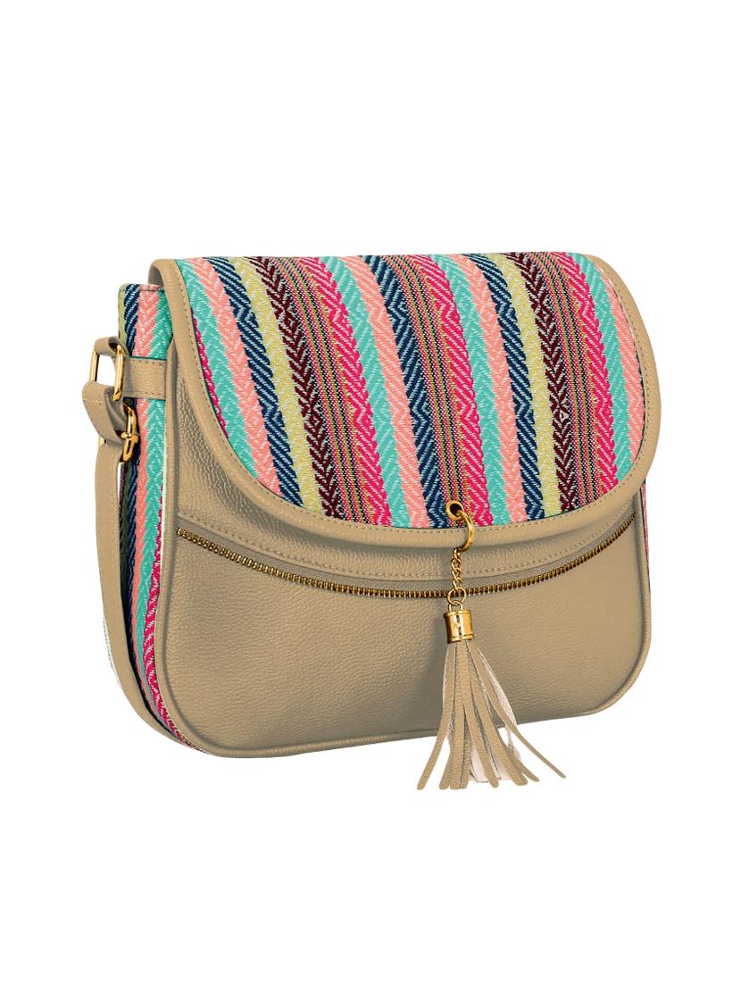 beige leatherette (pu) sling bag - 16374531 - Standard Image - 3