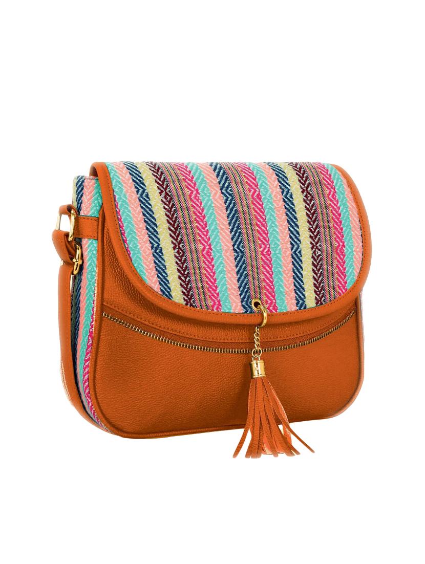 tan leatherette (pu) sling bag - 16374538 - Standard Image - 3