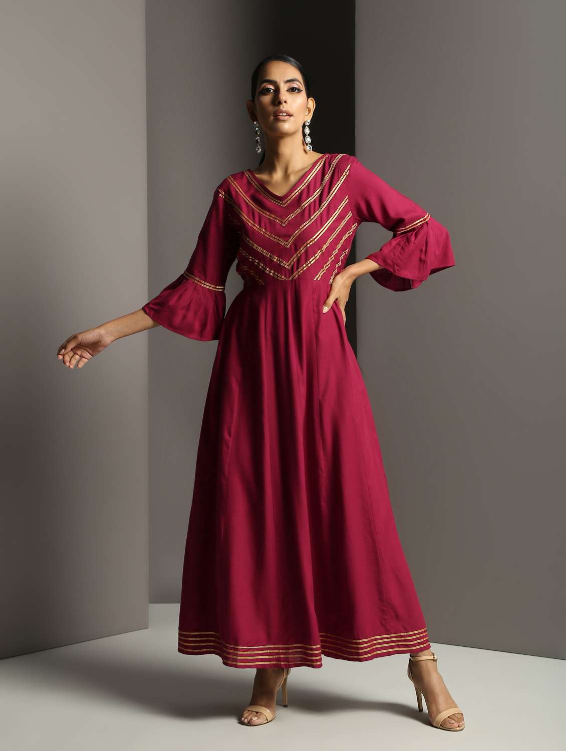 gota work a-line dress