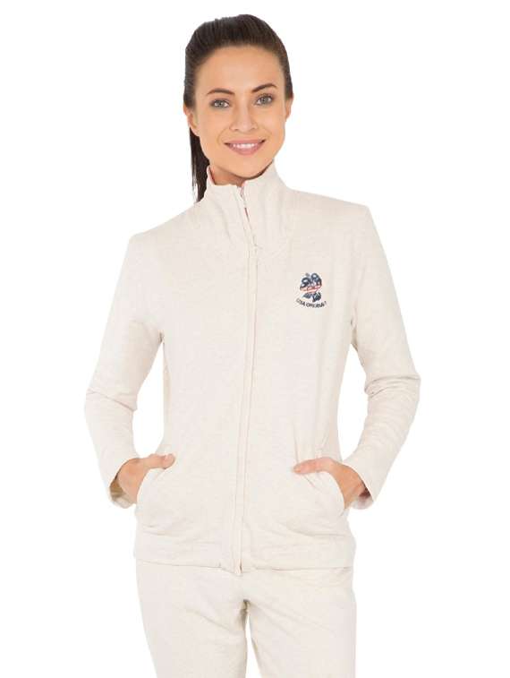 pocket detail solid zip up jacket 