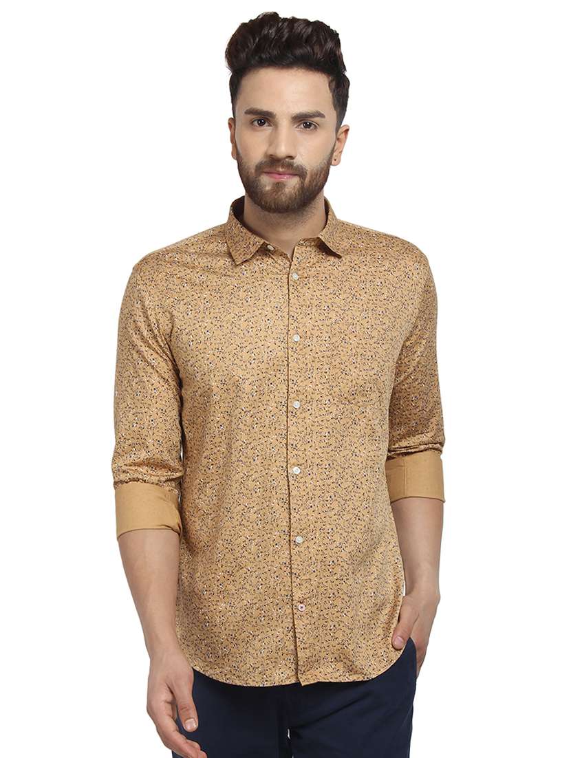 beige printed casual shirt - 16379118 -  Zoom Image - 0