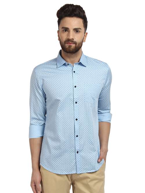 light blue printed casual shirt - 16379121 -  Standard Image - 0