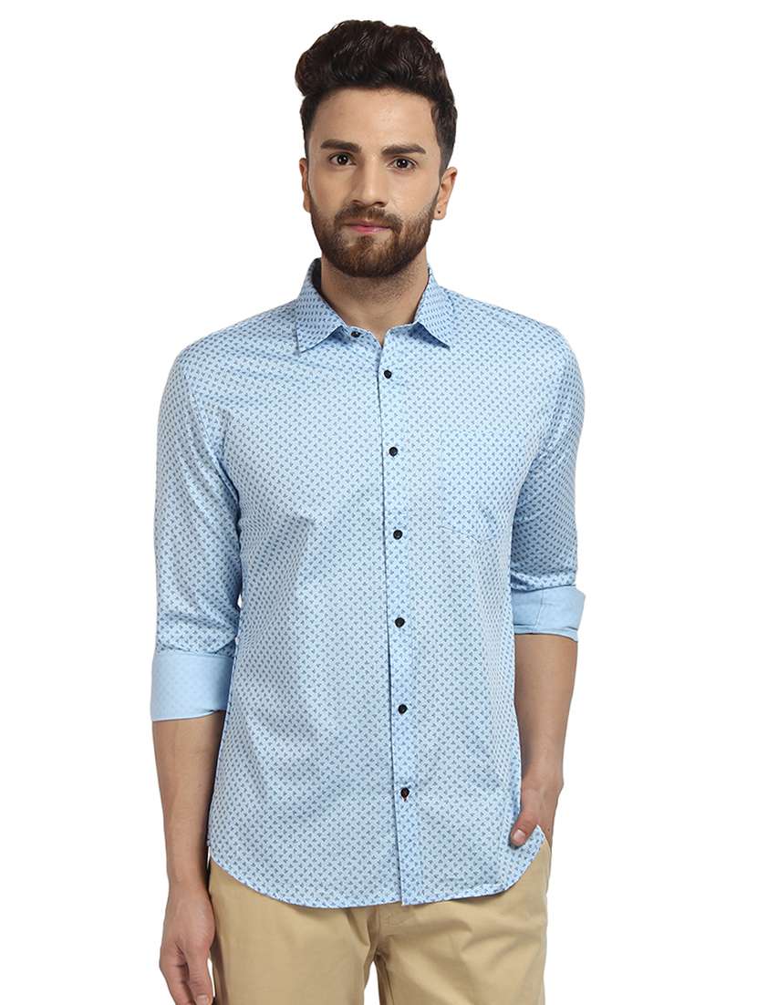 light blue printed casual shirt - 16379121 -  Zoom Image - 0