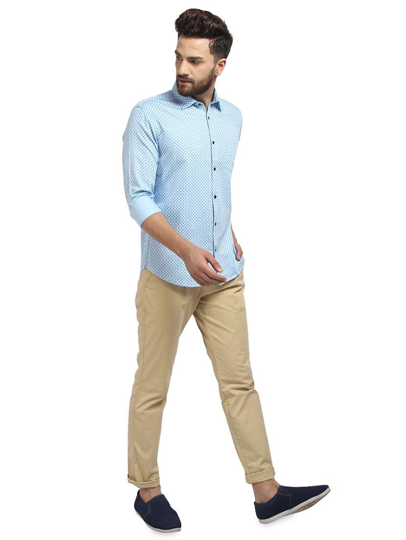 light blue printed casual shirt - 16379121 - Standard Image - 3