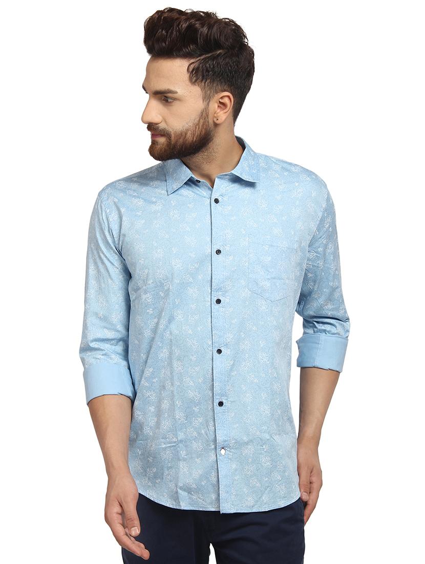 sky blue printed casual shirt - 16379123 - Zoom Image - 0