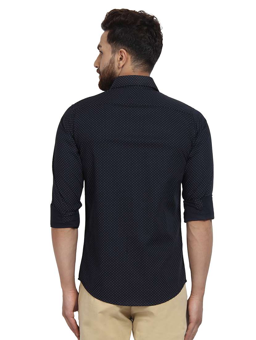 dark blue polka dot print casual shirt - 16379125 -  Standard Image - 3