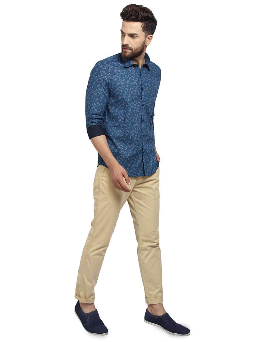 mens leaf print casual shirt - 16379139 - Standard Image - 3
