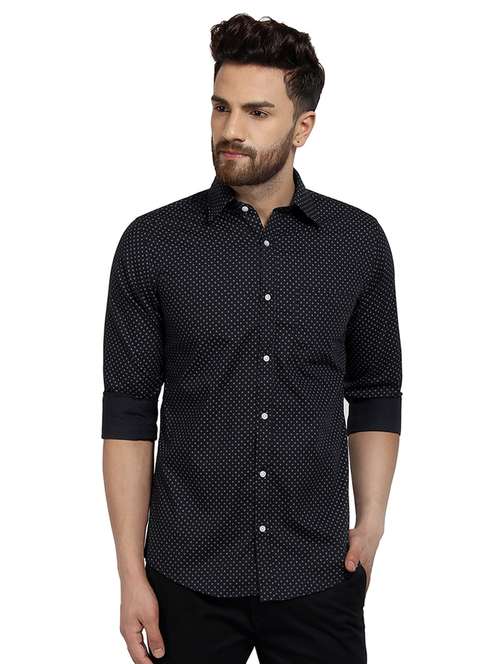 mens micro print casual shirt - 16379144 -  Standard Image - 0