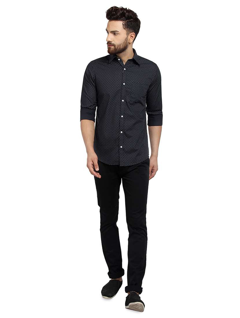 mens micro print casual shirt - 16379144 - Standard Image - 3