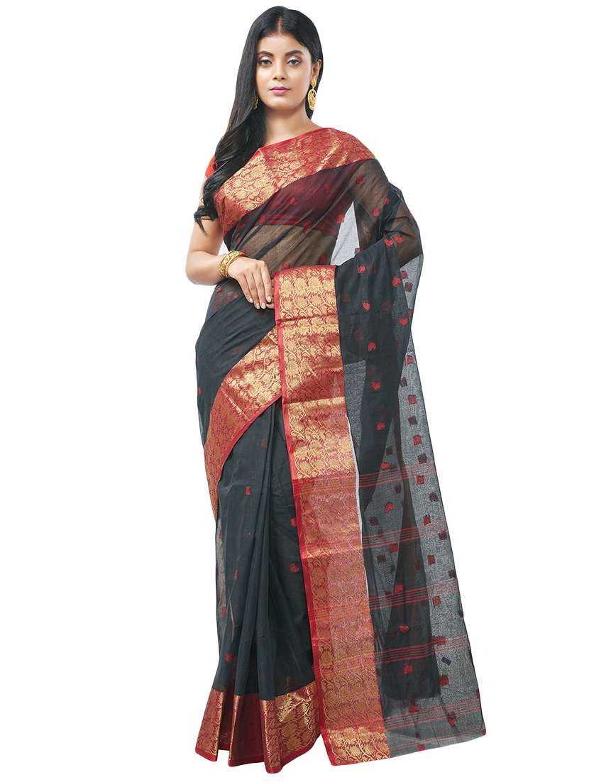 contrast border tant saree