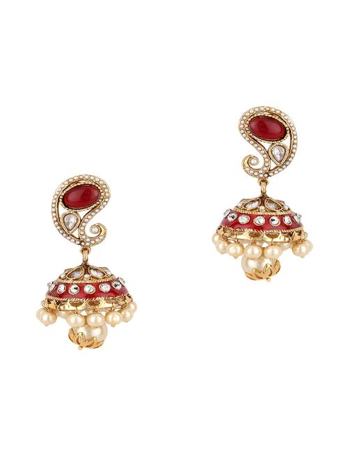 red  jhumka earring - 16382121 -  Standard Image - 0