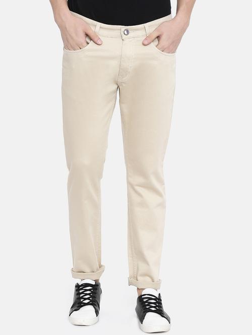 beige solid denim jeans - 16383880 -  Standard Image - 0