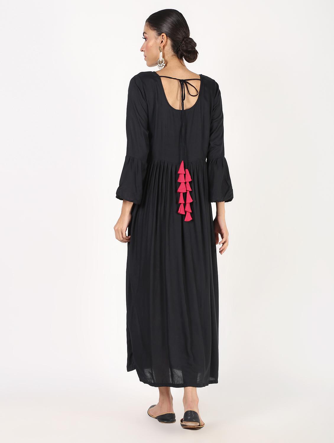 solid flared ethnic dress - 16384543 - Standard Image - 3