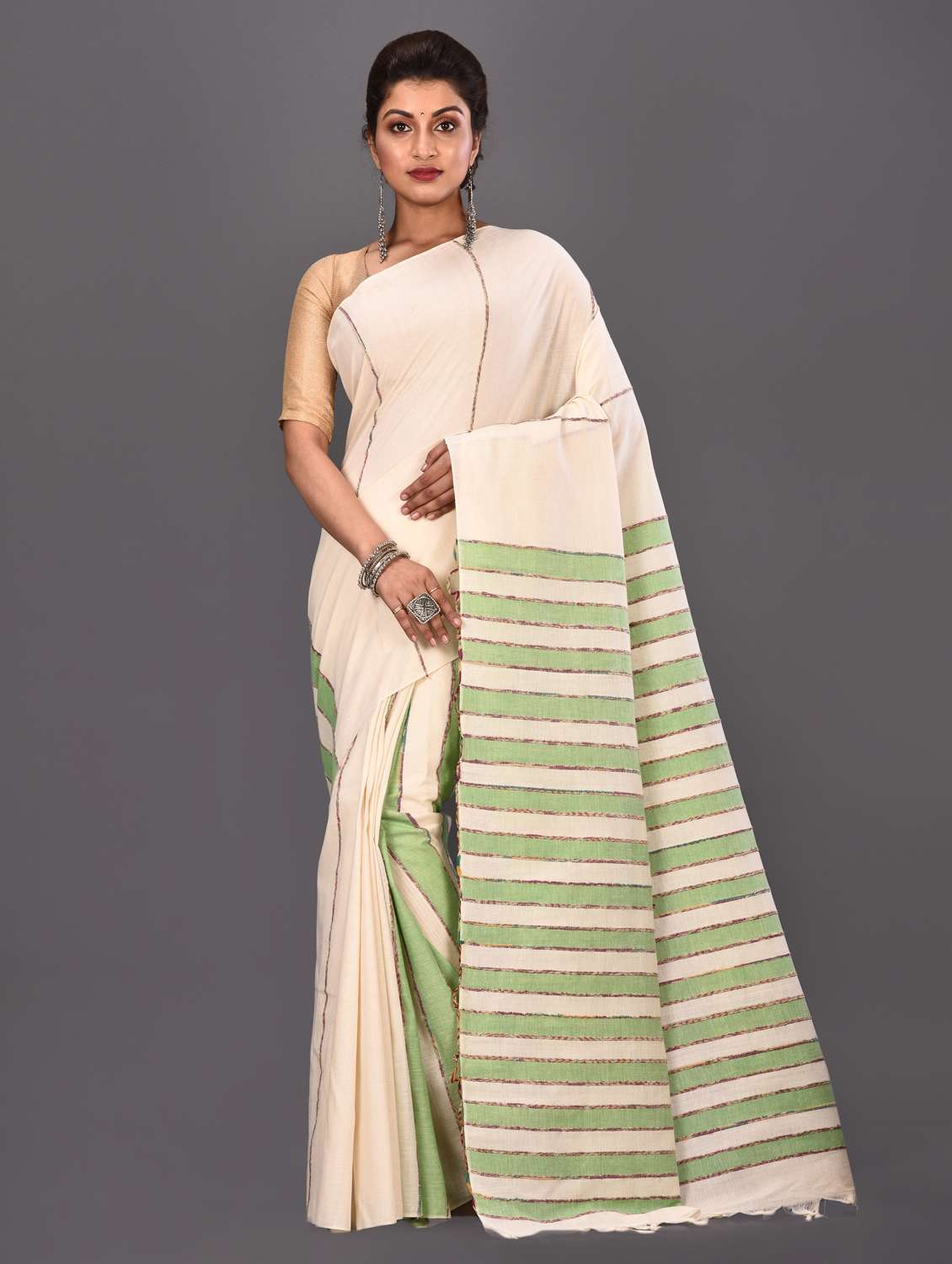 striped handloom saree with blouse