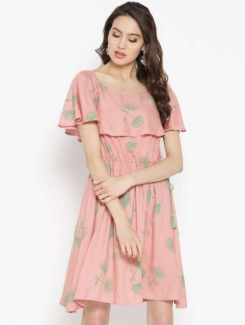 drawstring cape sleeved  fit & flare dress - 16386238 -  Standard Image - 0
