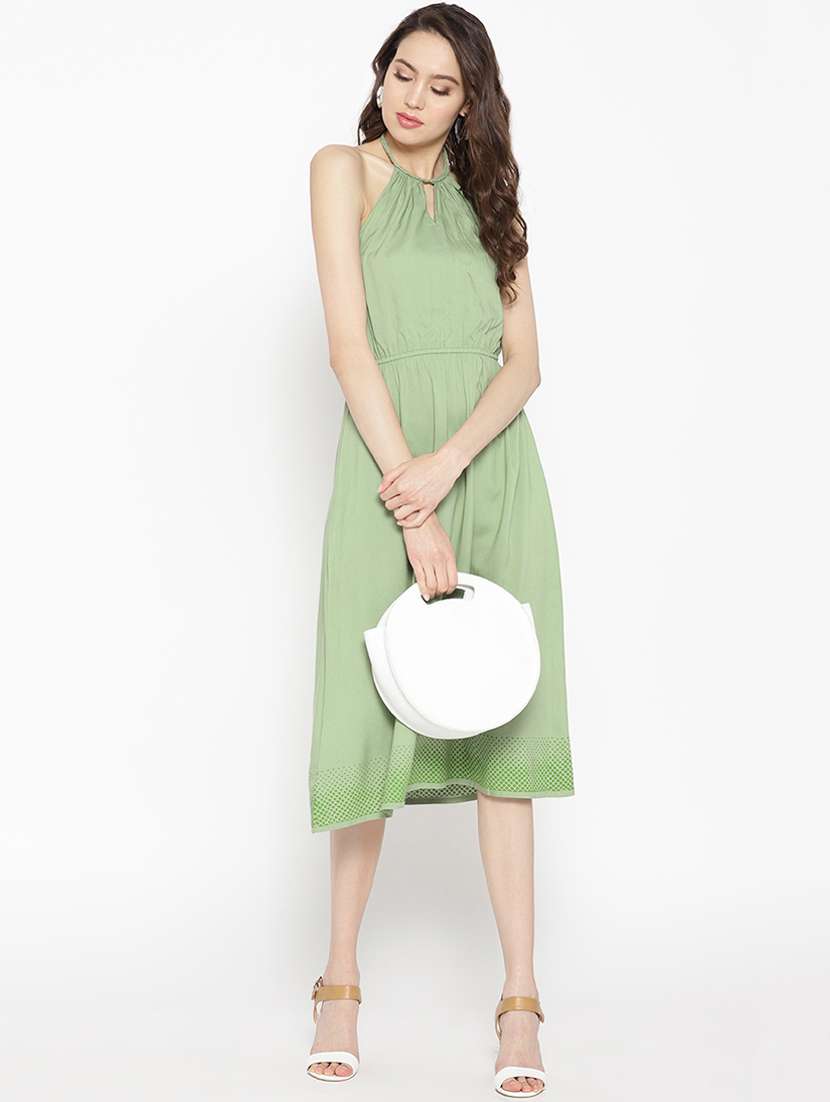 braid halter neck blouson dress 