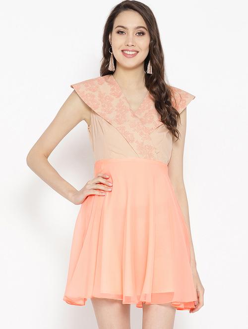 overlap neck skater dress - 16386253 - Standard Image - 0