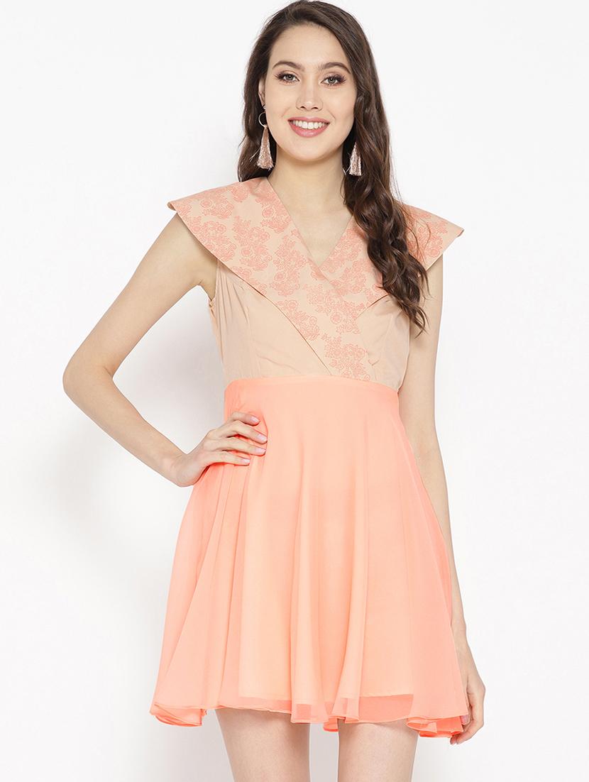 overlap neck skater dress - 16386253 - Zoom Image - 0