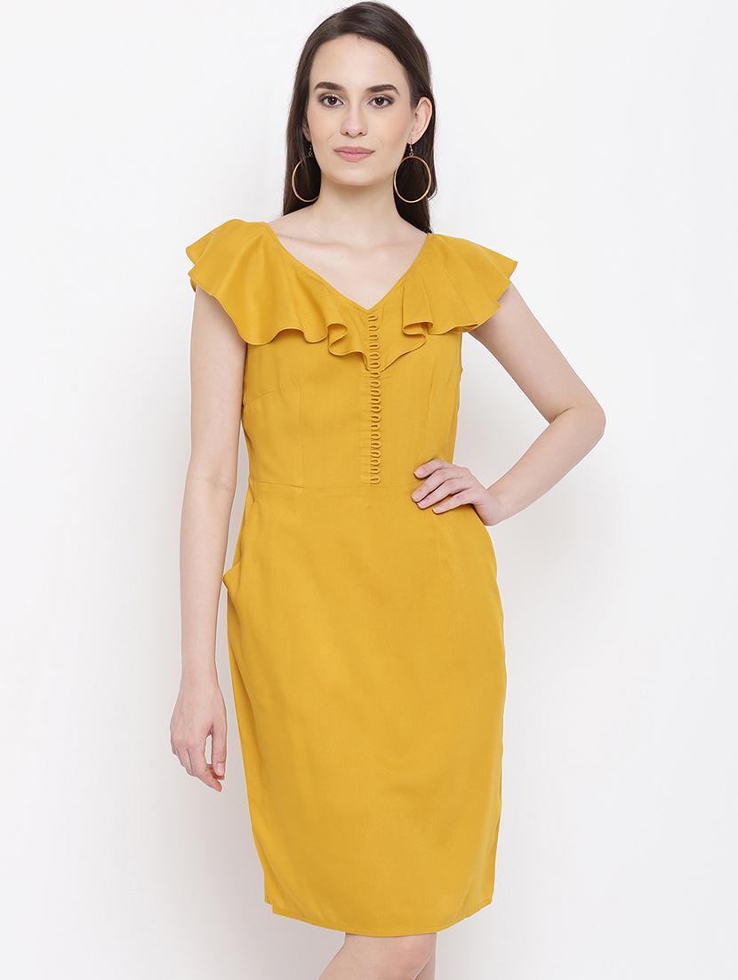 front loop ruffle detail sheath dress - 16386537 - Zoom Image - 0
