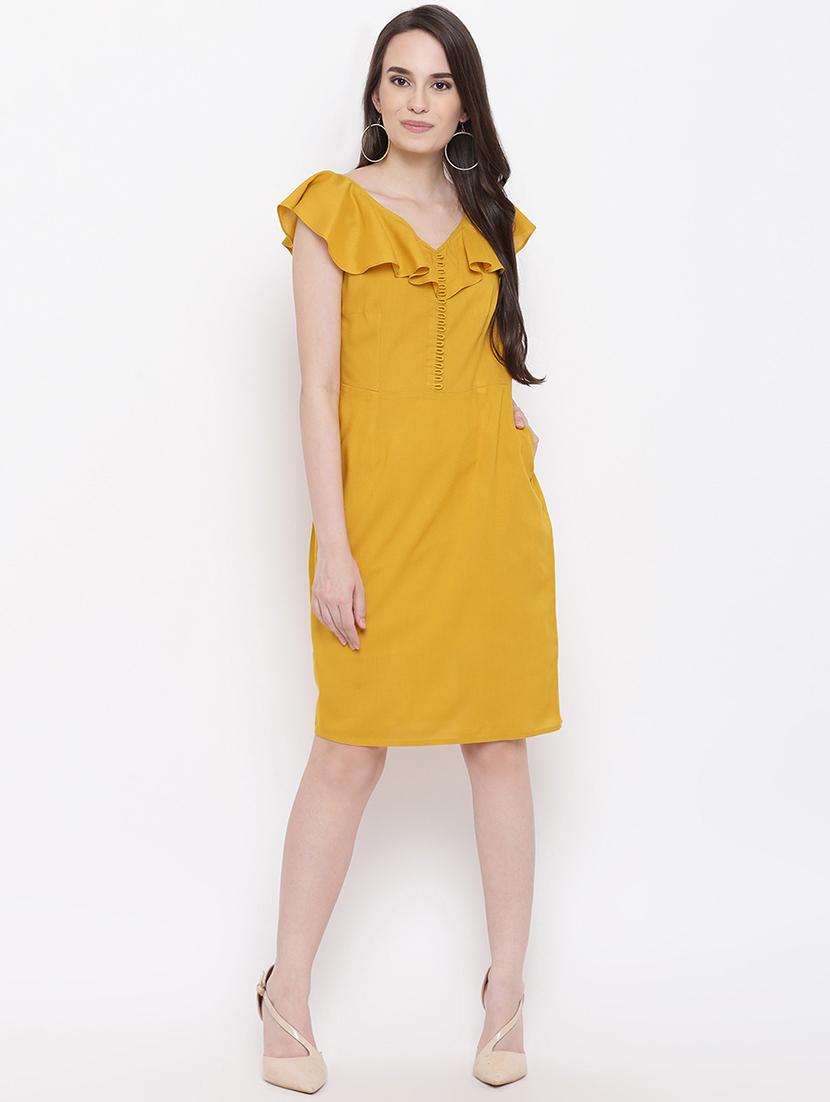 front loop ruffle detail sheath dress - 16386537 - Standard Image - 3