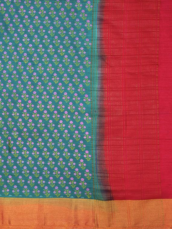 floral zari motif woven saree with blouse - 16386556 - Standard Image - 3