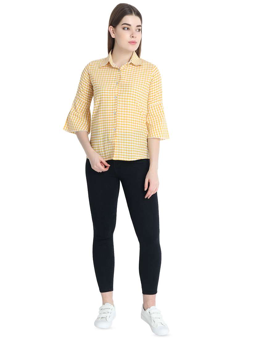 bell sleeved gingham checkered shirt  - 16386930 -  Standard Image - 3