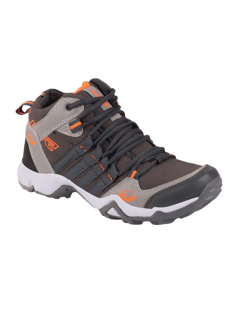 Buy online Lancer Grey Fabric Lace Up Sport Shoes from Footwear