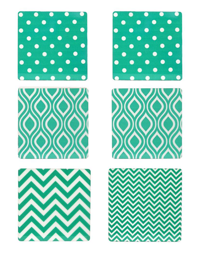 Alina Decor Set Of 6 Printed Coasters With Wooden Stand