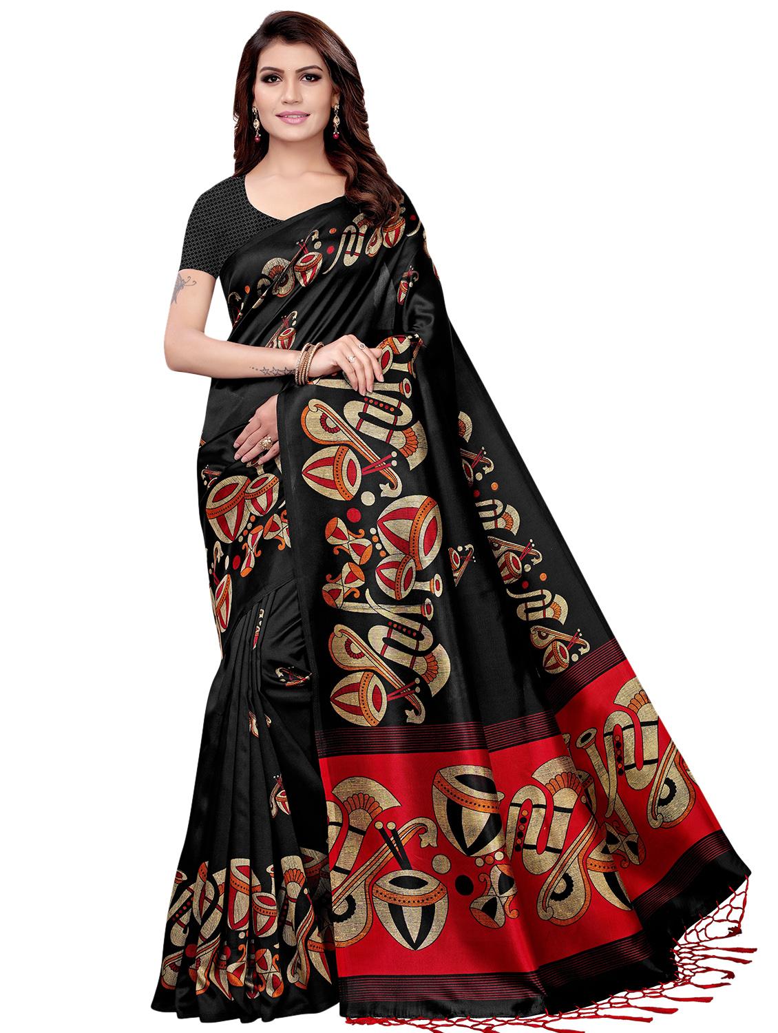kalamkari printed mysore silk saree with blouse - 16387898 -  Zoom Image - 0