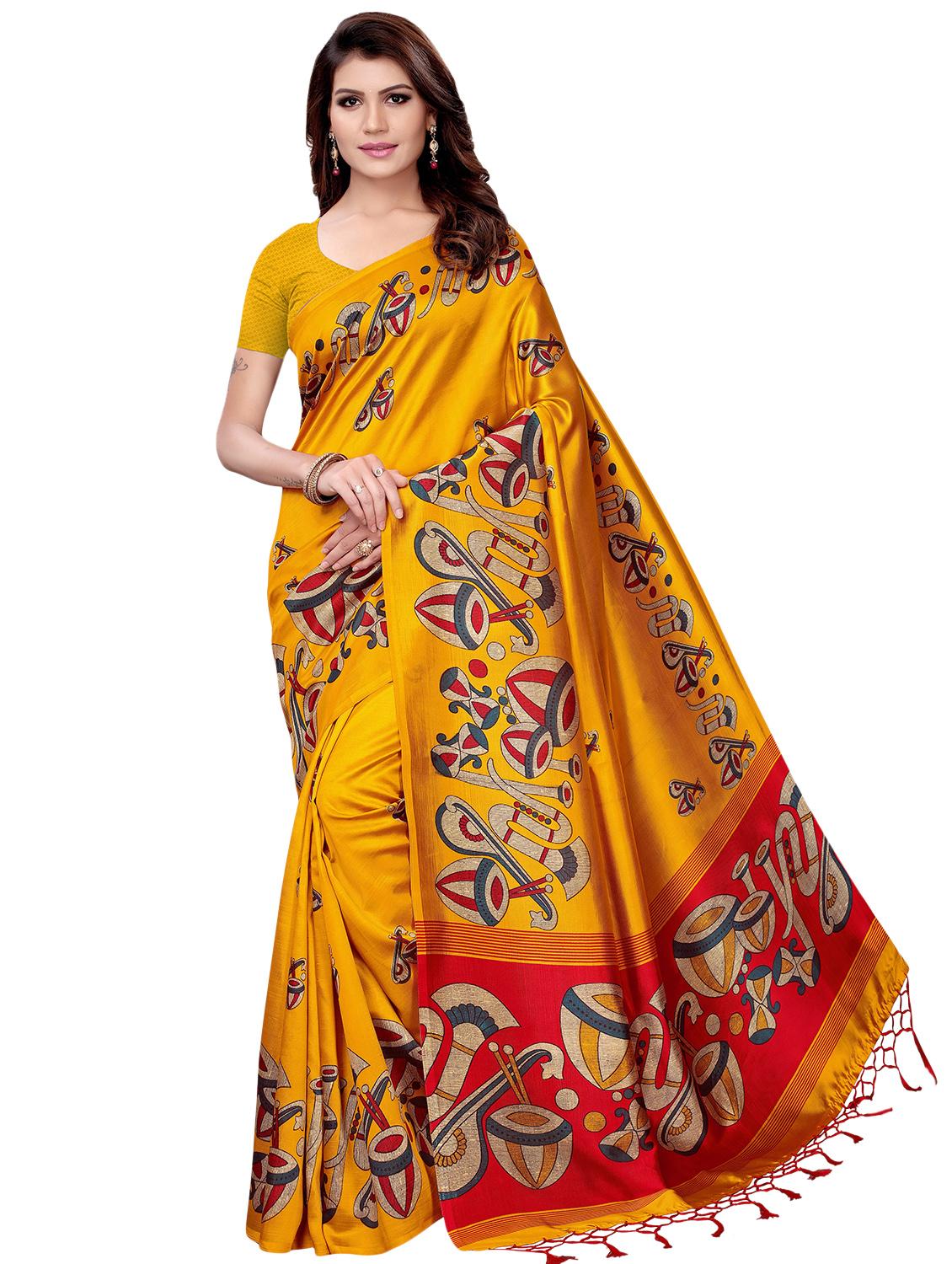 kalamkari printed mysore silk saree with blouse - 16387899 -  Zoom Image - 0