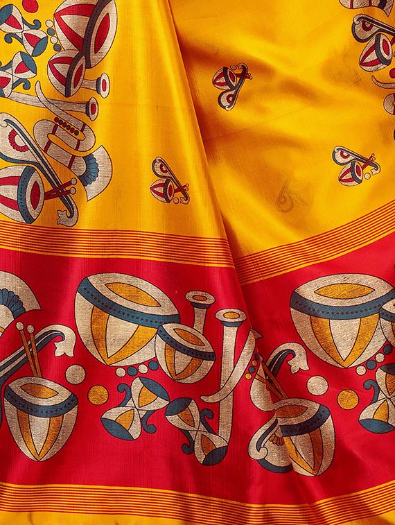 kalamkari printed mysore silk saree with blouse - 16387899 - Standard Image - 3