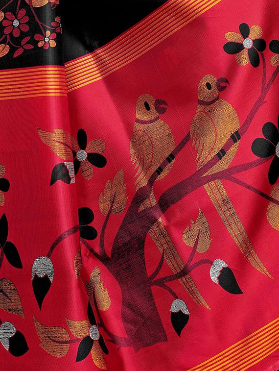 kalamkari printed mysore silk saree with blouse - 16387911 - Standard Image - 3