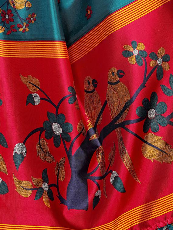 kalamkari printed mysore silk saree with blouse - 16387913 - Standard Image - 3