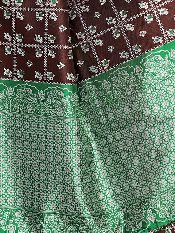 kalamkari printed mysore silk saree with blouse - 16387915 - Standard Image - 3