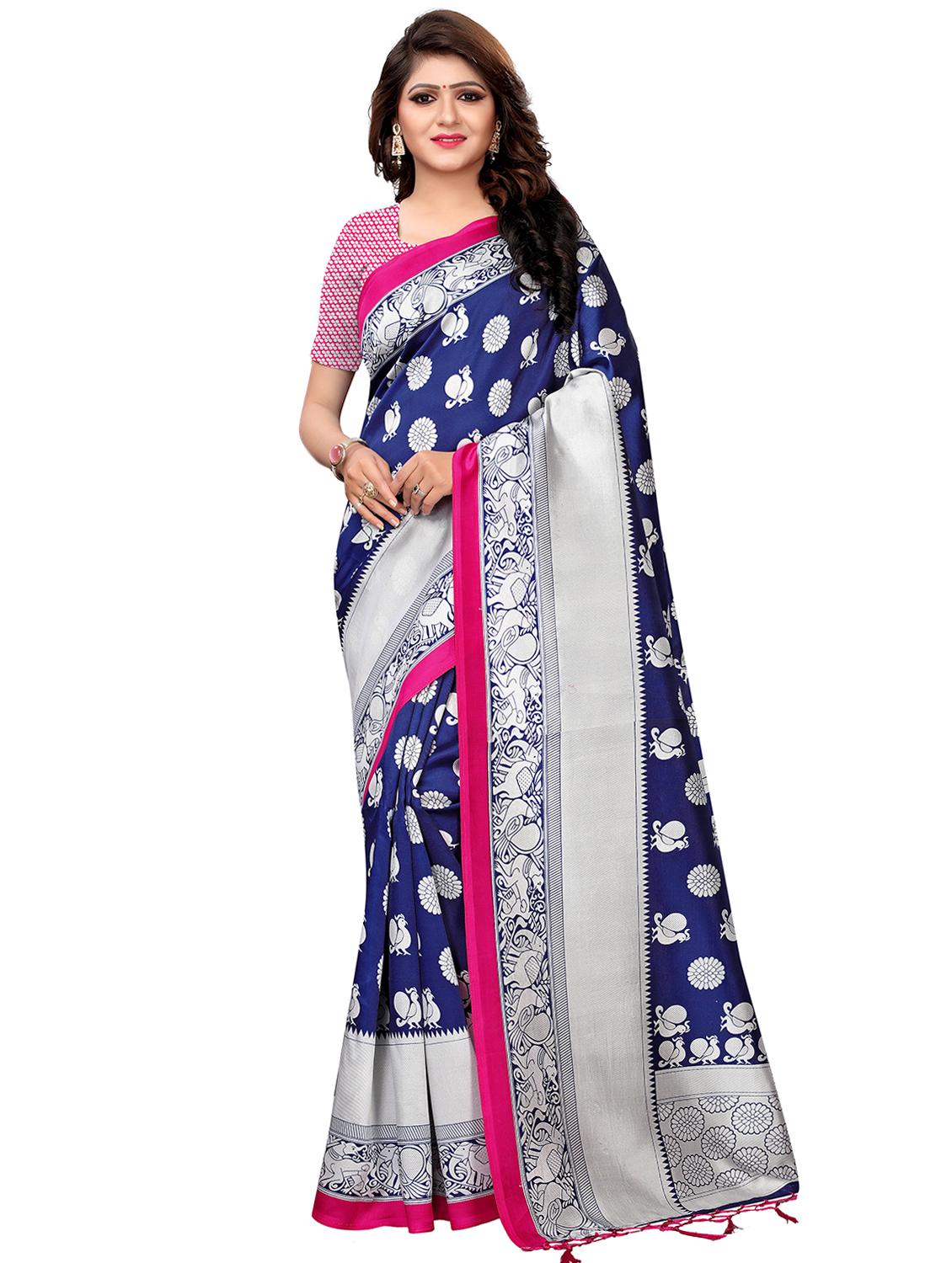 kalamkari printed mysore silk saree with blouse - 16387919 - Zoom Image - 0